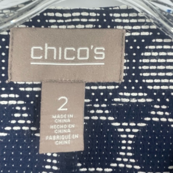 Chico's Blue White Geometric Circles Lightweight Zipper Jacket Size 12 Large - Picture 4 of 12